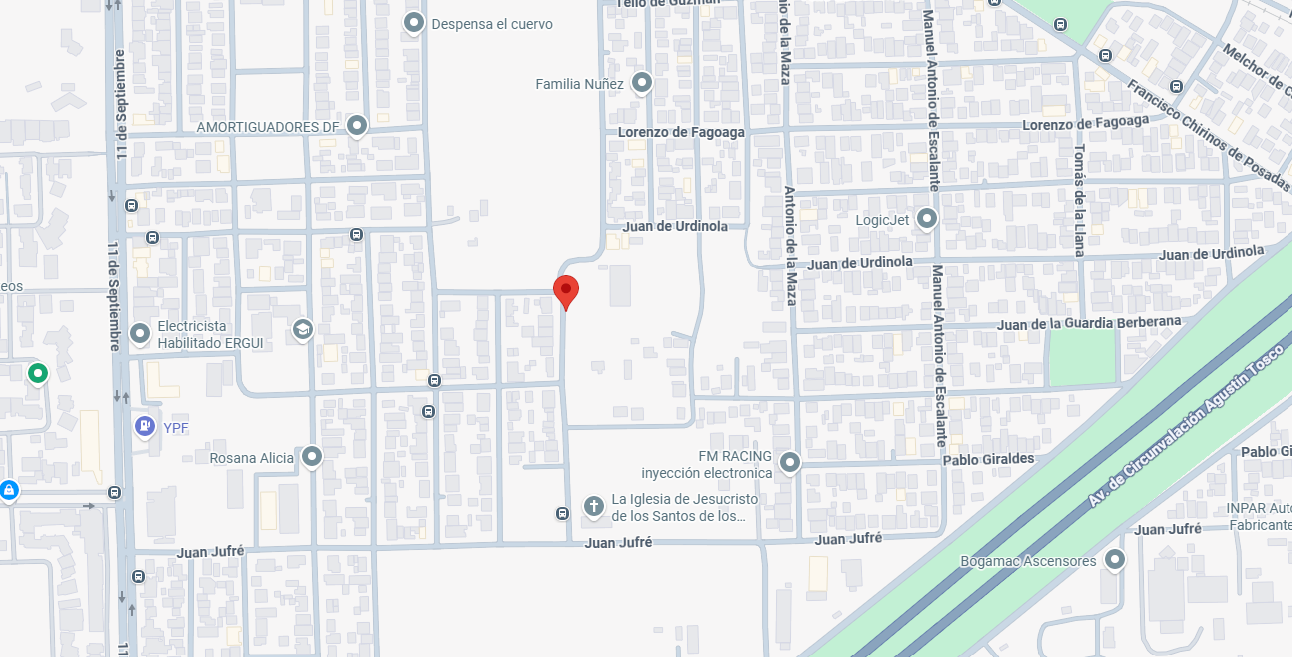 Mapa de ubicación del depósito junto a Av. 11 de Septiembre en Córdoba Capital